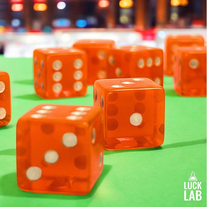 Luck Lab 10 Piece 19 mm Dice Pack - Acrylic and Translucent D6 Dice, Square w/Rounded Edge for Casino, Craps, RPG MTG DND Dice Table Games and Board Games (Orange) - Image 5